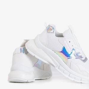 OUTLET White sports sneakers for women with holographic inserts Agapila - Footwear