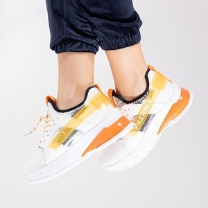 OUTLET White sports sneakers for women with orange inserts Tadea - Footwear