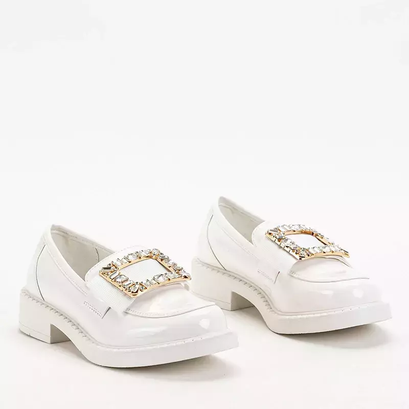OUTLET White women's half shoes with crystals Iolara - Footwear
