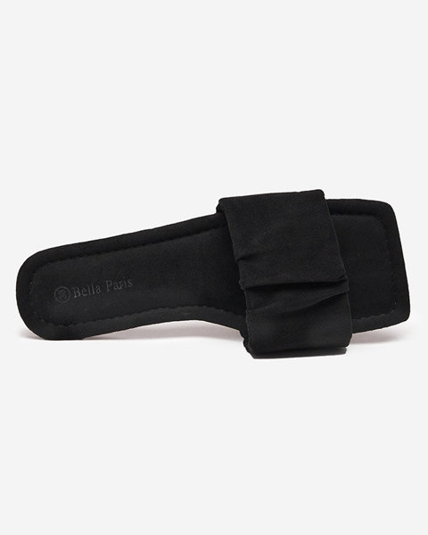 OUTLET Women's black eco-suede flat slippers Nesico - Footwear