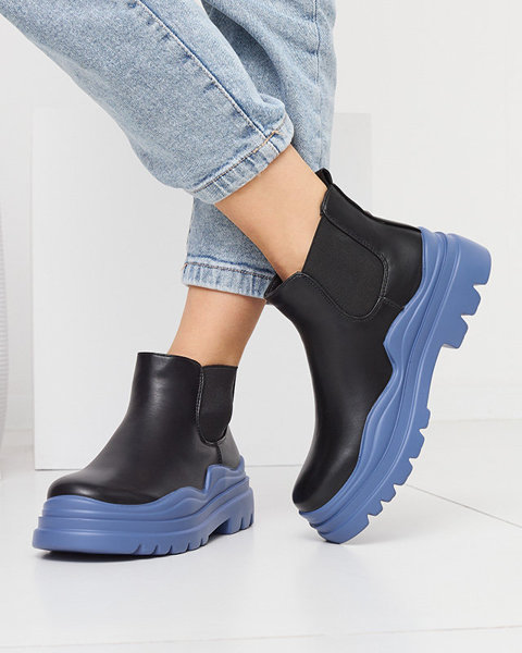 OUTLET Women's black slip-on boots on a blue sole Beja - Footwear