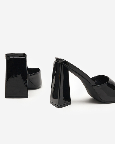 OUTLET Women's black slippers on a higher triangular post Kegita - Footwear