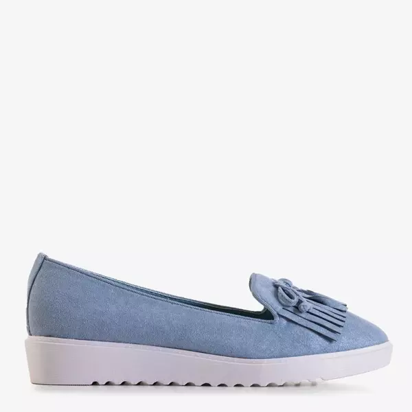 OUTLET Women's blue moccasins with tassels and a Laureana bow - Shoes