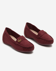 OUTLET Women's burgundy loafers on a low, covered wedge Lemira - Shoes