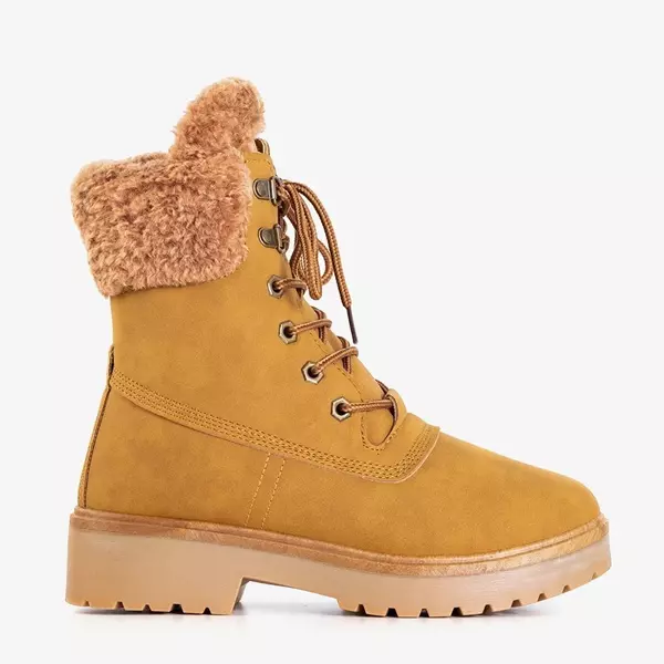 OUTLET Women's camel-colored insulated boots - Footwear