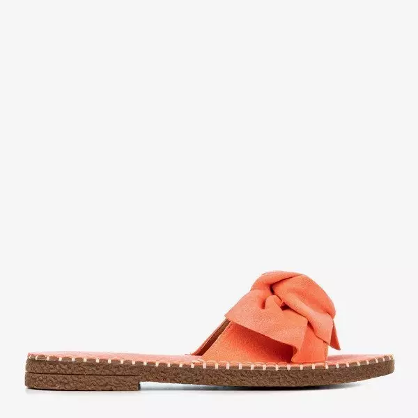 OUTLET Women's coral slippers with a Latusa bow - Footwear