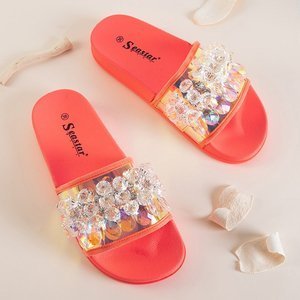 OUTLET Women's coral slippers with stones Halpasi - Footwear