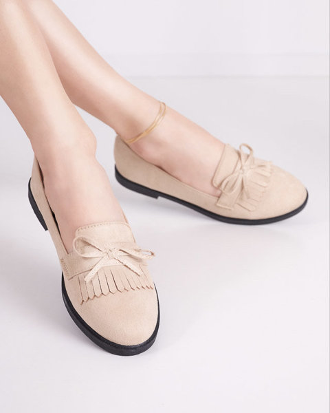 OUTLET Women's eco-suede beige loafers Waqo - Shoes