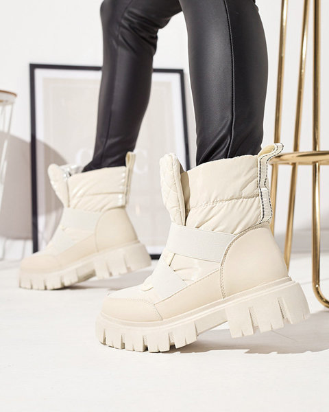 OUTLET Women's snow boots on a flat sole in beige Ferory- Footwear
