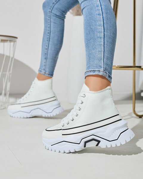 OUTLET Women's white insulated platform sports shoes a'la sneakers Retiha - Footwear