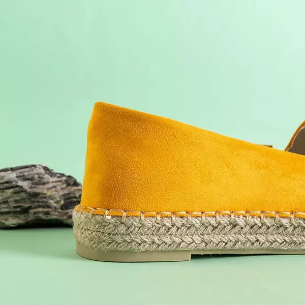 OUTLET Yellow women's espadrilles on the platform with Mesar decorations - Shoes