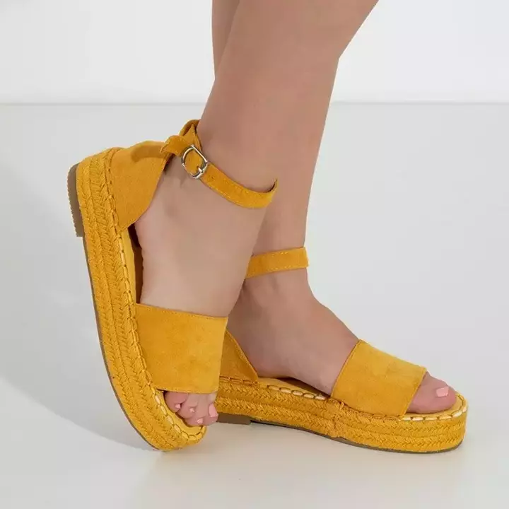 OUTLET Yellow women's platform sandals Sitra - Footwear