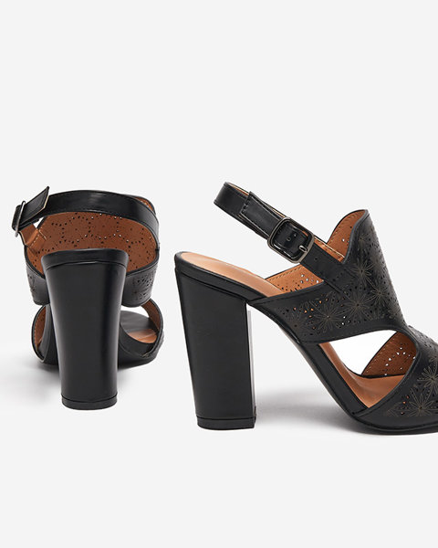 Openwork women's sandals on a post in black Mavi-Shoes
