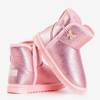 Pink children's snow boots with butterfly Umabela - Footwear