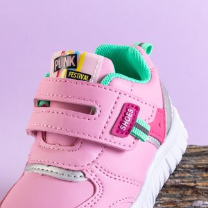 Pink children's sports shoes with mint inserts Nelina - Footwear