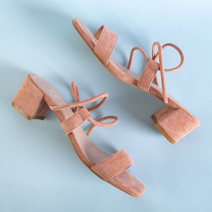 Pink women's low-post sandals by Penelori - Footwear