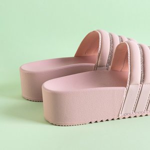 Pink women's platform sandals with cubic zirconia Rondi - Footwear