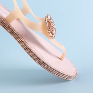 Pink women's sandals a la flip-flops with Porto flower - Footwear