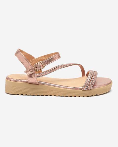 Pink women's shiny sandals with zircons Spirade - Clothing