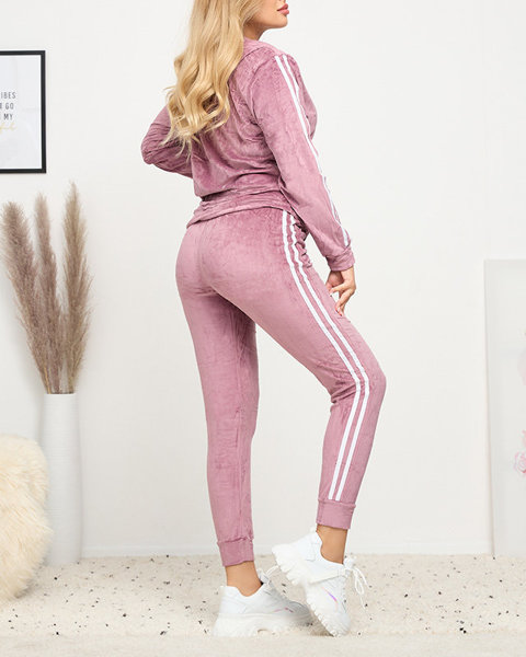 Purple insulated women's tracksuit set with stripes - Clothing