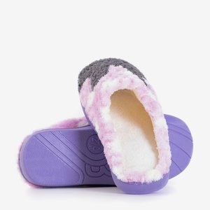 Purple women's slippers with Krystian's bunny - Footwear