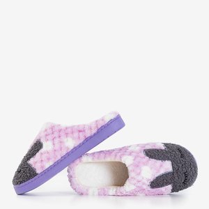 Purple women's slippers with Krystian's bunny - Footwear