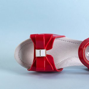 Red children's sandals with a Loqi bow - Shoes