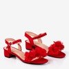 Red women&#39;s sandals on a low post with flowers Flonia - Footwear 1