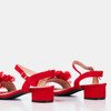 Red women&#39;s sandals on a low post with flowers Flonia - Footwear 1