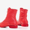 Red women's boots with a flat heel Klyunia - Shoes