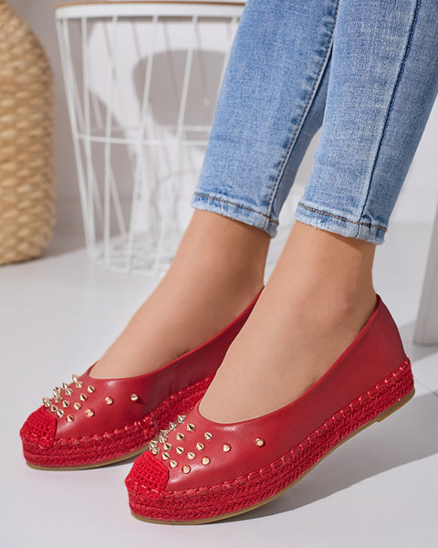 Red women's espadrilles with Edmaria jets - Footwear