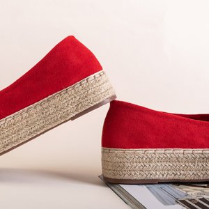 Red women's platform espadrilles with Erilla crystals - Footwear