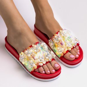 Red women's platform sandals with Maurelle embellishments - Footwear