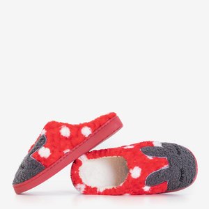 Red women's slippers with a bunny Krystian - Footwear