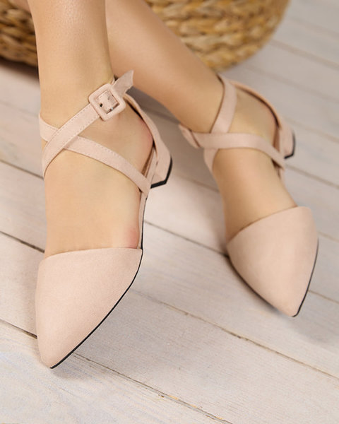 Shoes for women with flat heels, beige Qiumi - Shoes