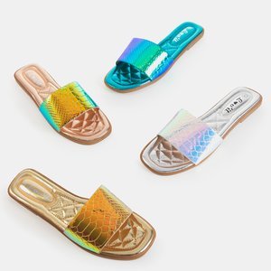 Silver Holographic Women's Serenis Slippers - Footwear