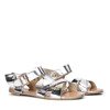 Silver sandals on a flat sole Metal Shine- Footwear 1