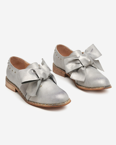 Silver women's shoes with Entera bow - Footwear