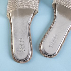 Silver women's slippers with cubic zirconia Verina - Footwear