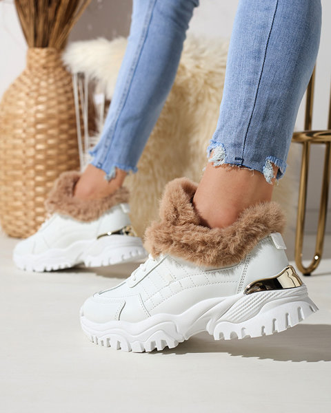 Sports white women's shoes with fur Flixi - Footwear