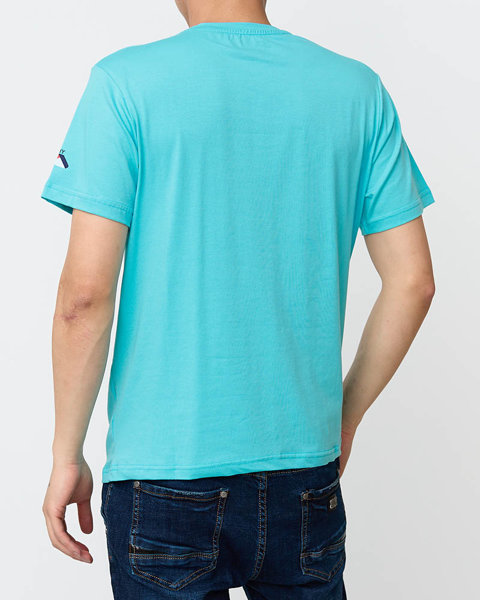 Turquoise men's printed t-shirt - Clothing