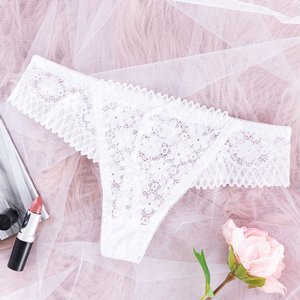White Women's Lace Thong - Underwear