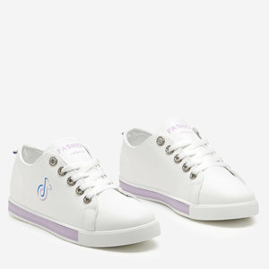 White and purple women's sneakers Tictoa - Footwear