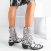 White - black women's cowboy boots with Ciarra decorations - Footwear