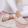 White espadrilles decorated with lace material Rose - Footwear 1