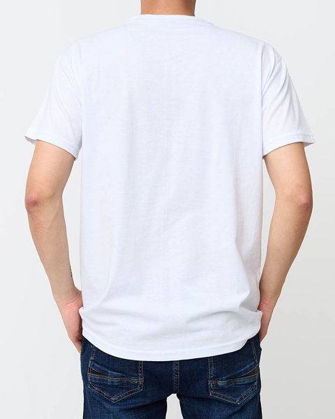 White fashionable men's t-shirt with print - Clothing