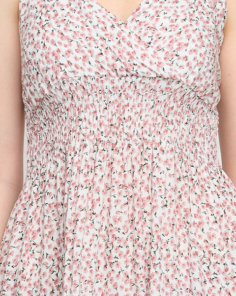 White short dress with a tiny floral pattern - Clothing