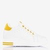 White sneakers with a wedge heel with yellow Sliomenea inserts - Footwear