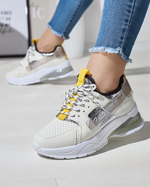 White sports sneakers for women with silver inserts Tadea - Footwear