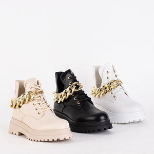 White women's boots with cutouts Neriso - Footwear